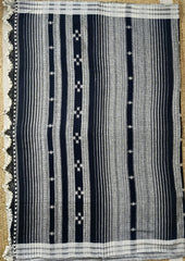 Bhujodi Kala Cotton Saree (Kutchi) - 5KC Black - Wefta