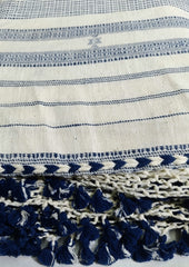 Bhujodi Kala Cotton Saree (Kutchi) - 7KC - white - Wefta