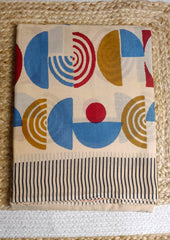 Block Printed Saree - Cream DP3 - Wefta