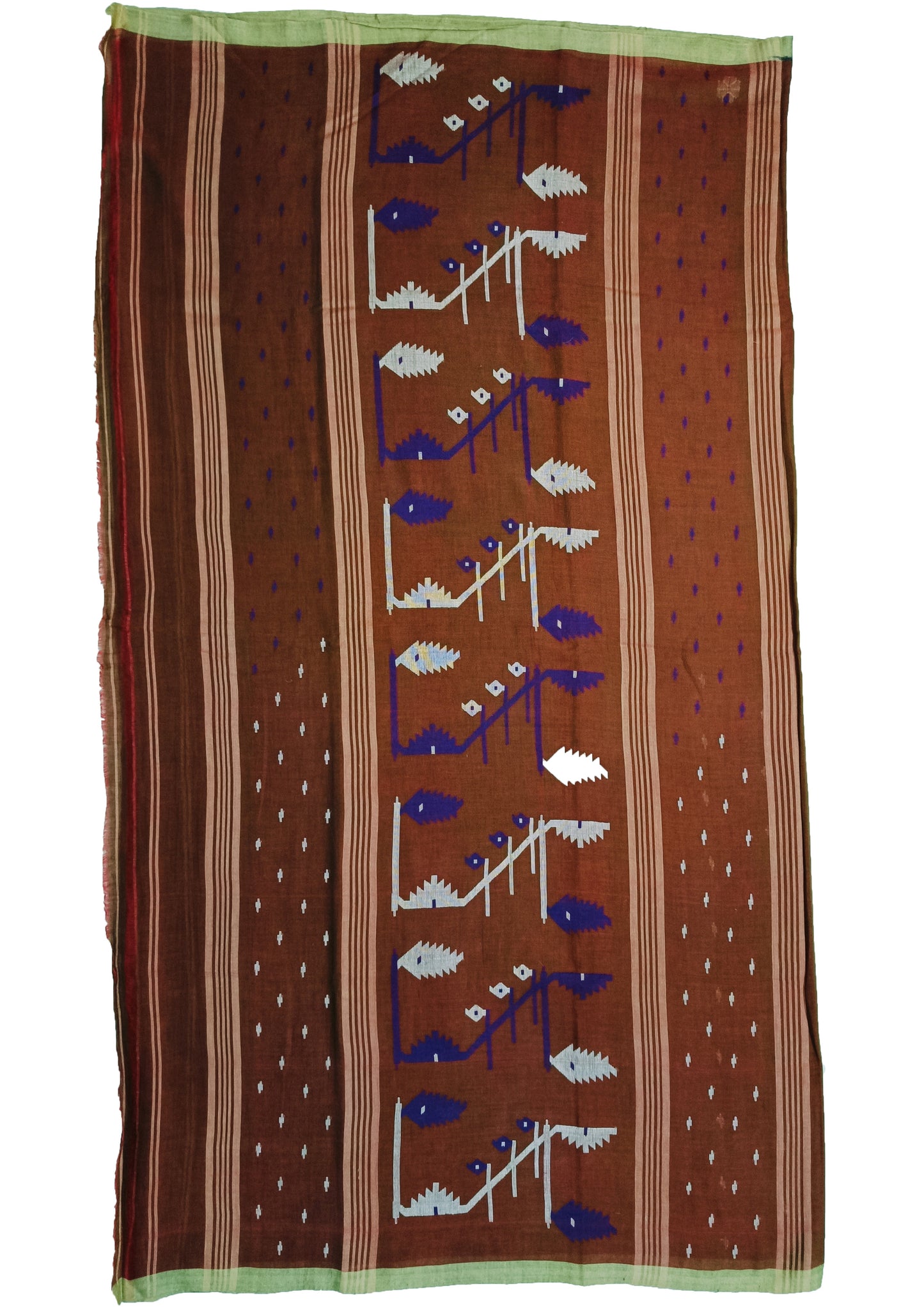 Cotton Jamdani Machi Buti Saree- Brown