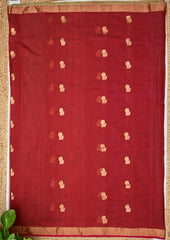 Chanderi Silk Meena Phool Saree- Red1 - Wefta