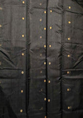 Chanderi Silk Saree - Bda phool buti - Black - Wefta