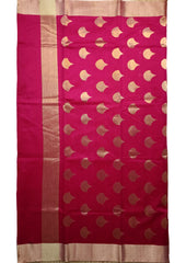 Chanderi Silk Saree - bund buti - Pink - Wefta