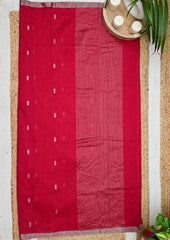 Chanderi Silk saree Phool Buti - Red - Wefta