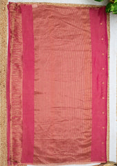 Chanderi Silk Saree Tissue- Pink - Wefta