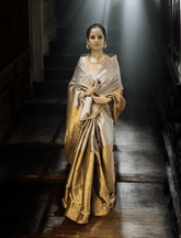 Chanderi Tissue Saree Dhup-Chav- Gold Copper - Wefta