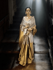 Chanderi Tissue Saree Dhup-Chav- Gold Copper - Wefta