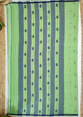 Cotton Jamdani Arrow Buti Saree- Light Green - Wefta