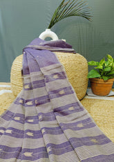 Cotton Jamdani Arrow Buti Saree - Lilac - Wefta