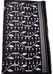Cotton Jamdani Chir Buti Saree- Black - Wefta