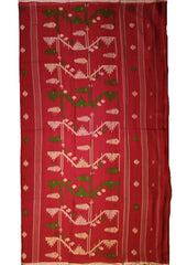 Cotton Jamdani Machi Buti- Red - Wefta