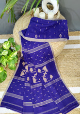 Cotton Jamdani Machi buti Saree- Purple - Wefta