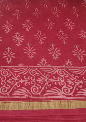 Dabu - Handblock print Chanderi Saree - 28 Red - Wefta