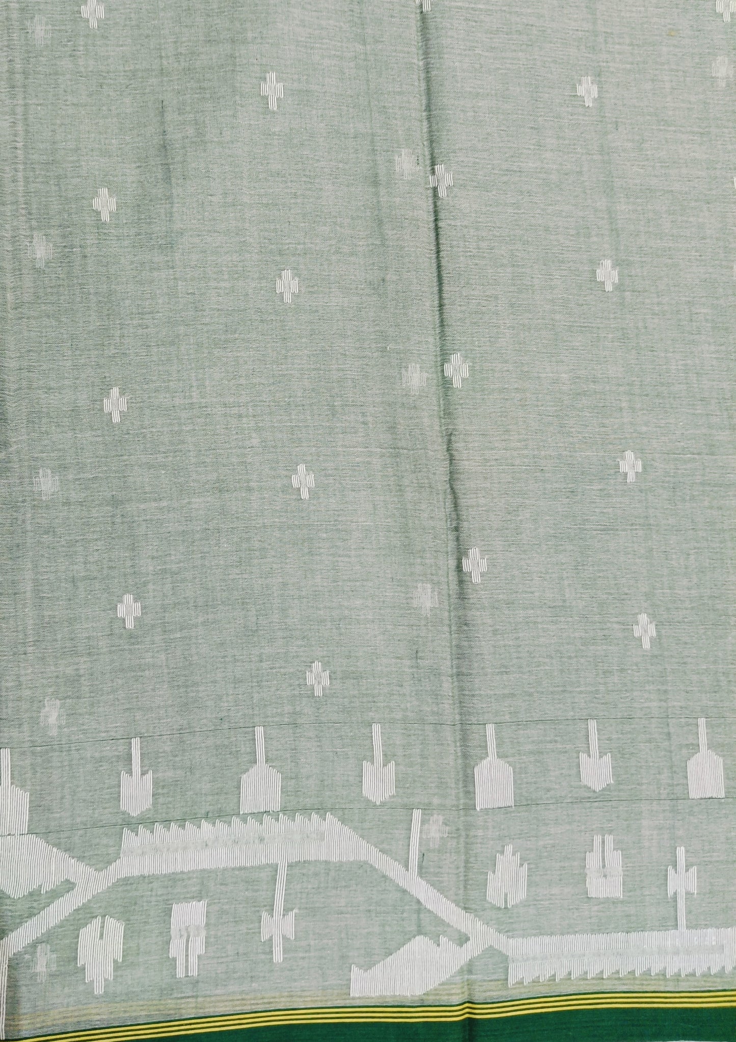 Cotton Jamdani Chir buti Saree- green