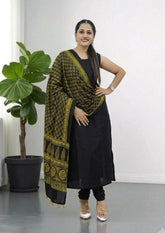 Handblock Printed Ajrakh Modal Dupatta- AJ01IFB - Wefta