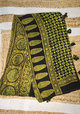 Handblock Printed Ajrakh Modal Dupatta - AJ01IFB - Wefta