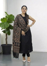 Handblock Printed Ajrakh Modal Dupatta- AJ04IFB - Wefta
