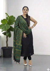 Handblock Printed Ajrakh Modal Dupatta- AJ05IFB - Wefta