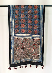Handblock Printed Ajrakh Modal Stole - S5 - Wefta