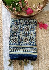 Handblock Printed Ajrakh Modal Stole - S8 - Wefta