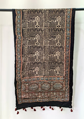 Handblock Printed Ajrakh Modal Stole - S9 - Wefta