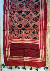 Handblock Printed Ajrakh Modal Stole - SM13Ib - Wefta