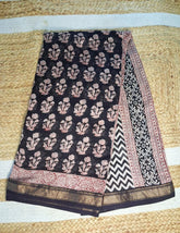 Handblock Printed Bagh Saree- Black BG02 - Wefta