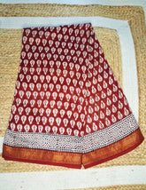 Handblock printed Bagh Saree- Red BG01 - Wefta