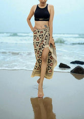Handblock Printed Cotton Bagru Sarong- 02 Cream - Wefta