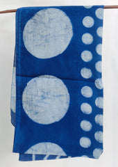 Handblock Printed Dabu (mud resist) Cotton Stole - 01 Indigo - Wefta