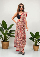 Handblock Printed Kalamkari Saree - HBK2 - Wefta