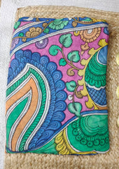 Handpainted Kalamkari Saree Cotton - Blue - Wefta