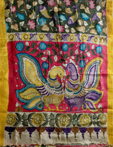 Handpainted Kalamkari Saree Cotton- Green-Pink HPK07 - Wefta