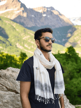 Jamdani Stole- Chidiya- White w3 - Wefta