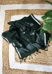 Jamdani Stole - Dark Green - Wefta