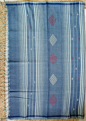 Jamdani Stole - Denim Blue 1 - Wefta