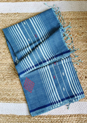 Jamdani Stole - Denim Blue 1 - Wefta
