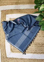 Jamdani Stole - Denim Blue 3 - Wefta