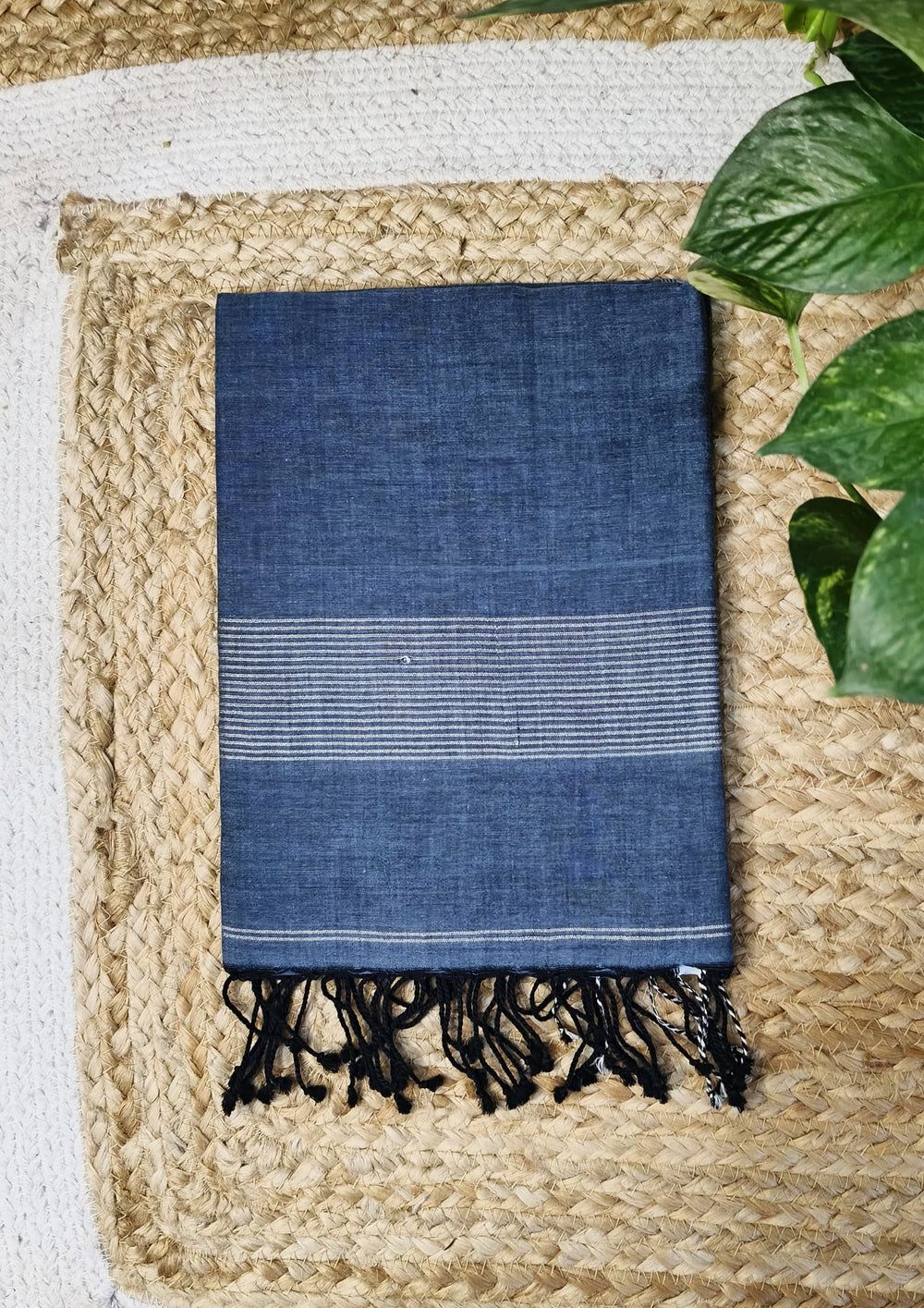 Jamdani Stole - Denim Blue 3 - Wefta