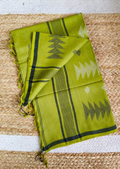 Jamdani Stole - Green 1 - Wefta