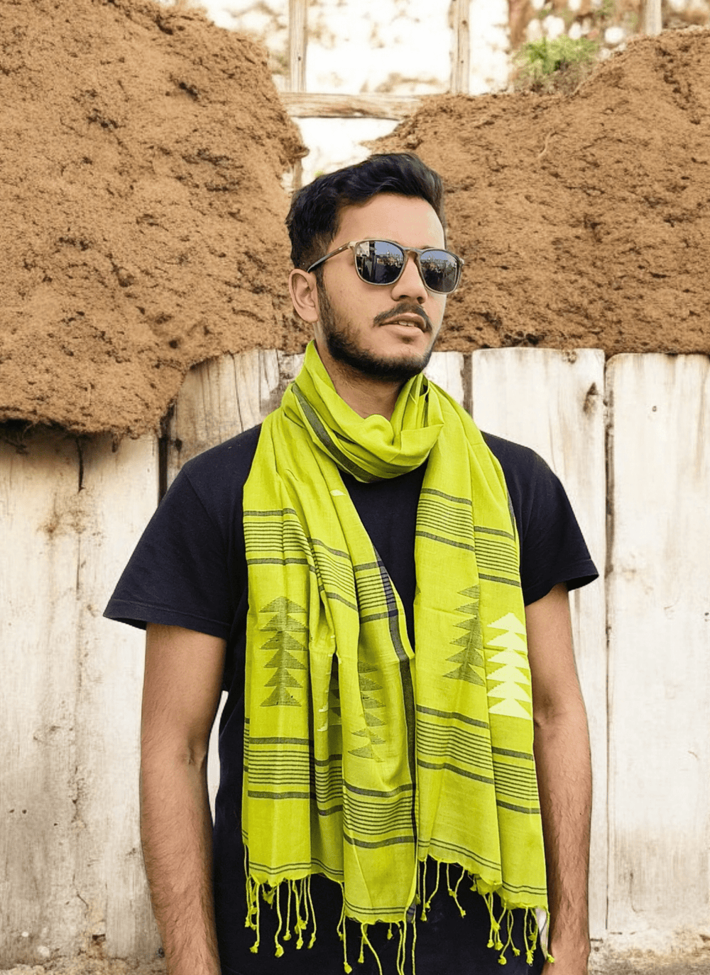 Jamdani Stole - Green 1 - Wefta