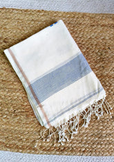 Jamdani Stole - Hathi - White w2 - Wefta