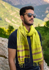 Jamdani Stole - Lime Green HJ24 - Wefta