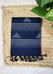 Jamdani Stole - Navy Blue 1 - Wefta