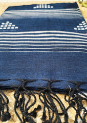 Jamdani Stole - Navy Blue 1 - Wefta