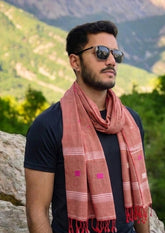 Jamdani Stole - RedHJ35 - Wefta