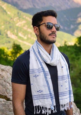 Jamdani Stole - White HJ21 - Wefta