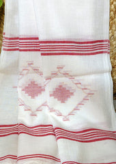 Jamdani Stole - WhiteHJ34 - Wefta