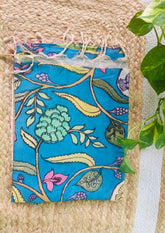 Kalamkari Handpainted Dupatta- Cobalt Blue K8 - Wefta