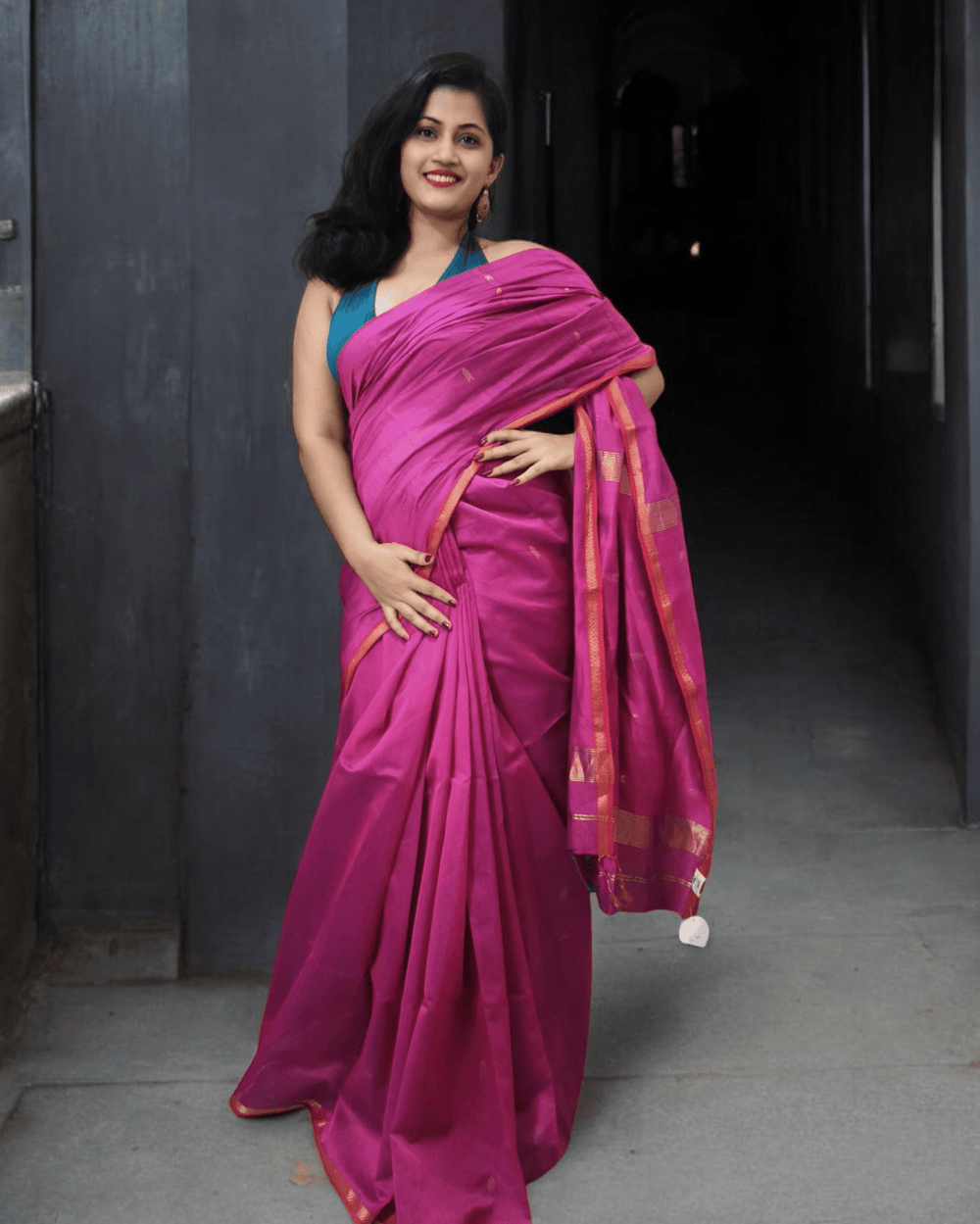 Maheshwari Saree- M3 Pink - Wefta
